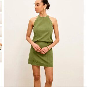 $56 msrp NWT Commense Cotton and Linen halter neck skirt set green sz xs